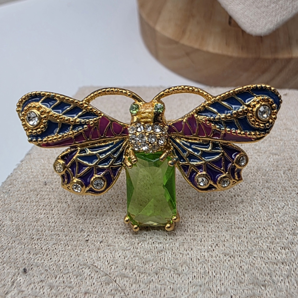 Elegant Gold and Multicolor Butterfly Ring (645)